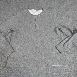 J.Crew Henley Thermal Shirt L Gray Long Sleeve Solid